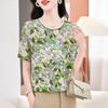 Printed silk top women's short-sleeved half-sleeved light summer mulberry silk T-shirt