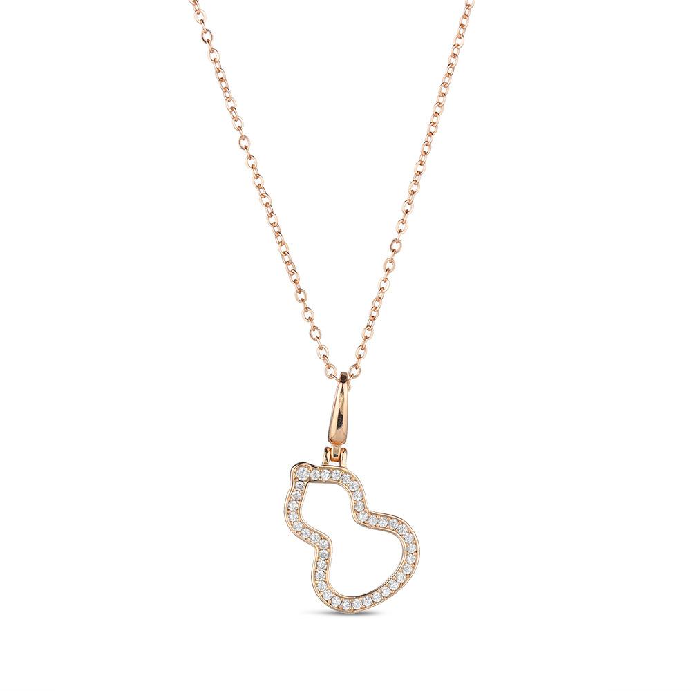 Explosive edged diamond copper ferry champagne gold treasure gourd necklace hollow pendant necklace