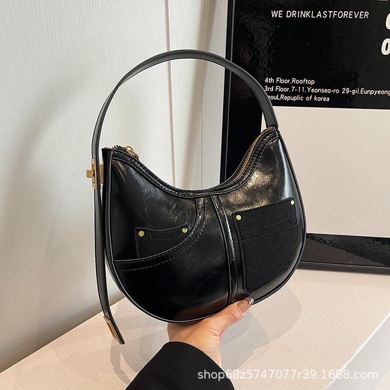 European and American retro underarm bag women's new niche fashion versatile crescent bag high-end single shoulder handbag tide