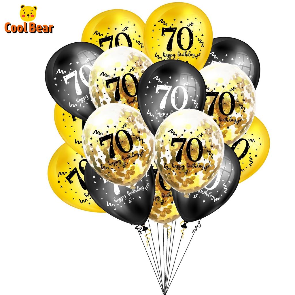 15PCS 30 40 50 60th 70 80 Year Old Latex Balloon Confetti Balloon Set  Combination Adult Birthday Party Decorations