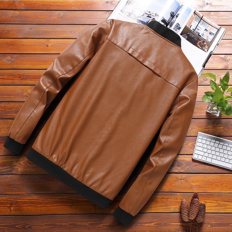 Кожаная куртка мужская весна и осень новая корейская версия тонкая кожаная куртка L — фото 3