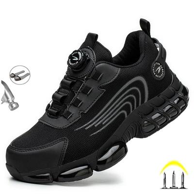 Novo 2023 sapatos de segurança masculinos fivela rotativa sapatos de trabalho almofada de ar tênis indestrutíveis à prova de punctura botas de segurança protetoras