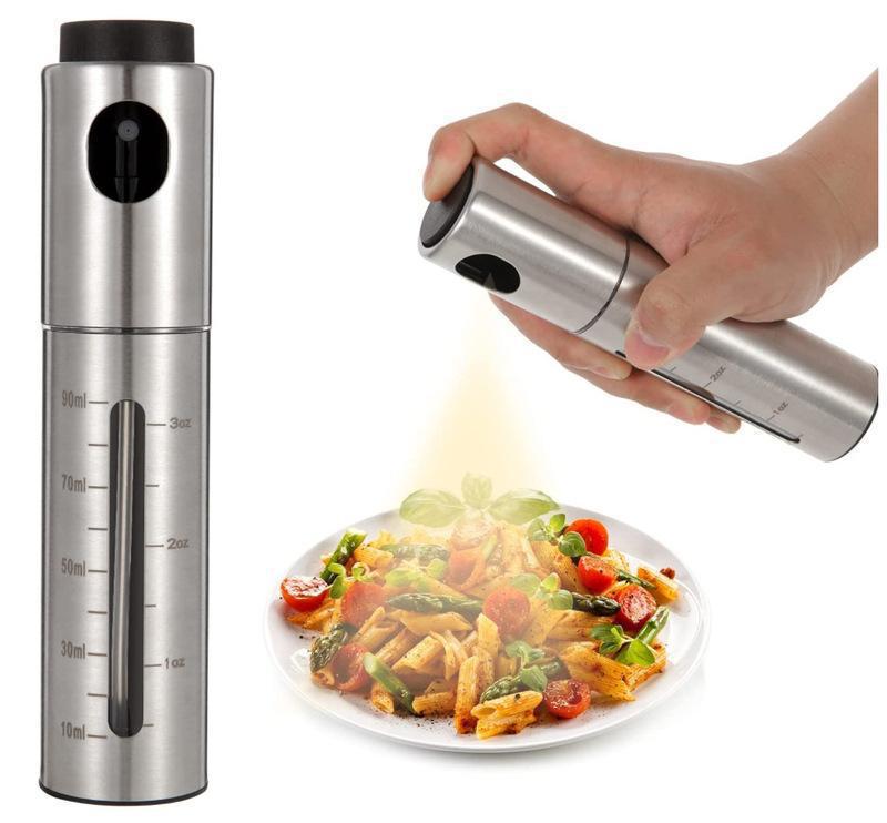Stainless Steel Spray Push-type Oil Spray Bottle Household Kitchen Oil Spray Bottle Seasoning Barbecue Olive Spray Oil Bottle