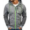 New Men's Casual Color Block Sweatshirt Fleece Cardigan Hooded Jacket 2