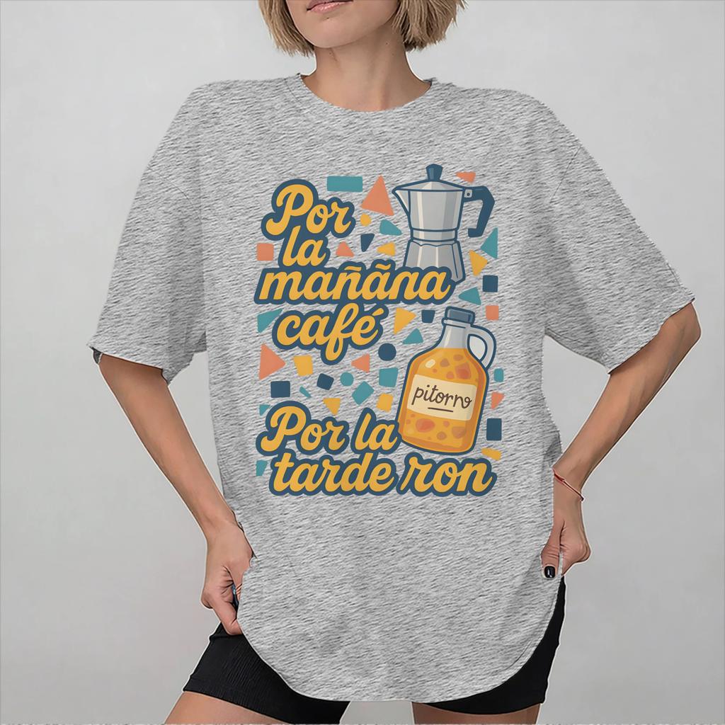Por la Unisexana cafe por la tarde ron Tee Shirt for Unisex Women Graphic Print T Shirts Cotton Clothes