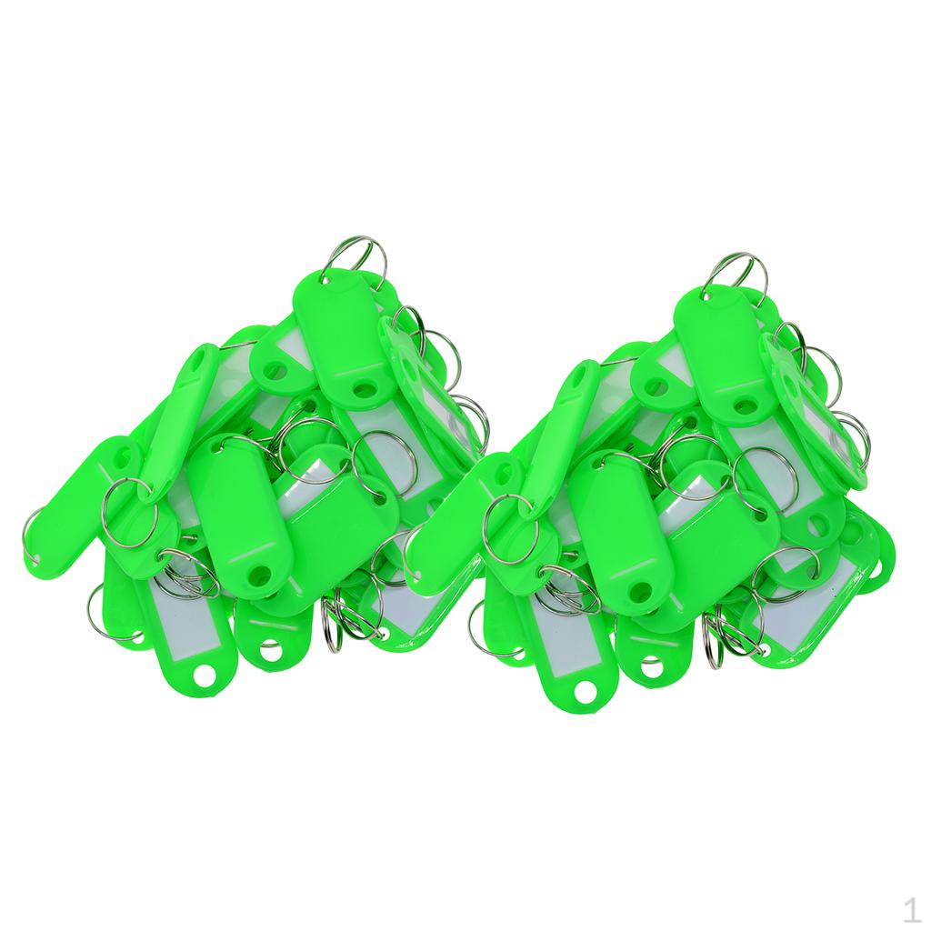 

100 штук Брелки Пластиковые Кольца для Ключей Бирка для ID Именная Бирка Шкафчик - Зеленый