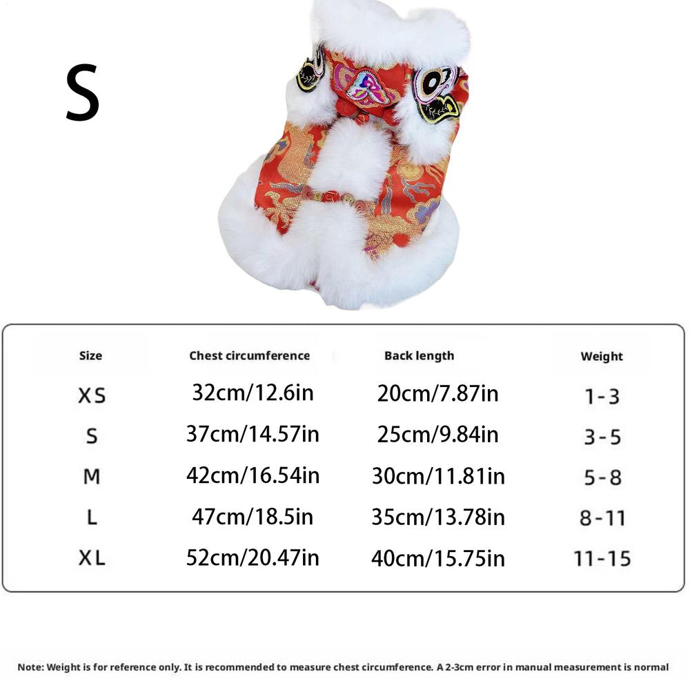 

Lion Dance Dog Costume Winter Puppy Clothes Puppy Cosplay Clothes For Celebrations Themed Parties Family Gatherings Pet Parents XS（old） червоний