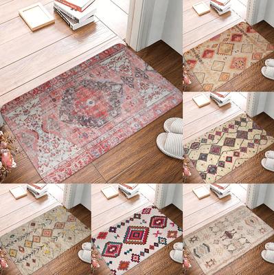 Retro Moroccan Style Carpet Front Door Floor Entrance Non Slip Floor Mat Ethnic Art Kitchen Bathroom Door Mat Bathroom Carpet