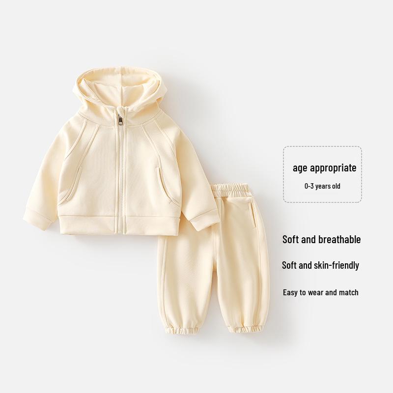 Autumn Hoodie Set for Baby Boys & Girls: Long Sleeve Two-Piece with Hooded Jacket & Outdoor Pants