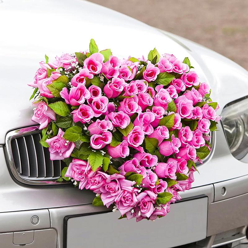 DIY Wedding Car Heart Shape Flower Foam Cage Box with Suction Cup Green Styrofoam Wet Floral Block Artificial Mud Florist Party