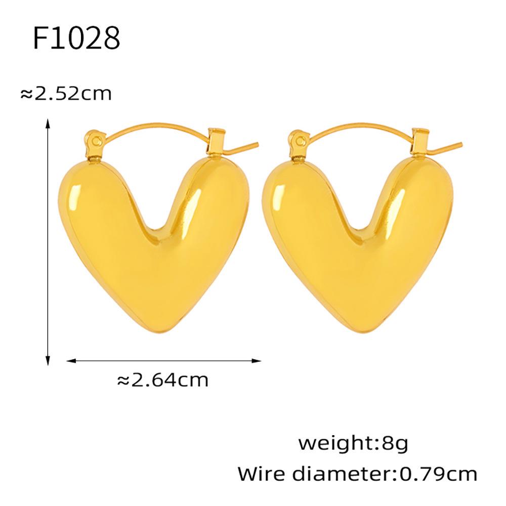 Orecchini a Bottone a Forma di Cuore con Strass Qiong Yao - Accessori in Acciaio Inossidabile Placcato Oro 18K