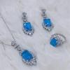 Ice Flake Deep Sea Blue Jewelry Set: Women's Luxury Ring, Necklace & Earrings