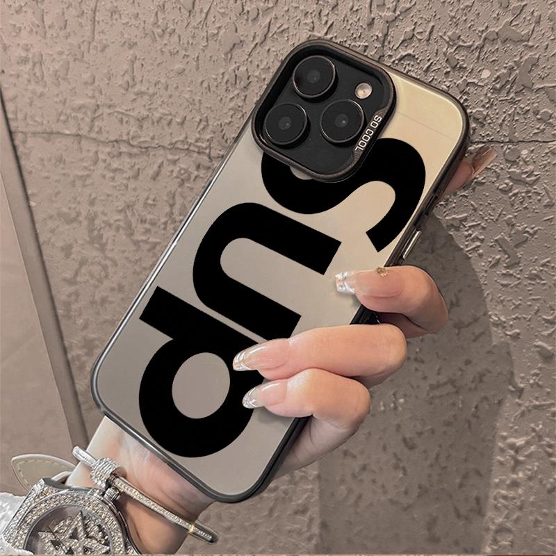 DNS Letter Pattern Hard Phone Case with Camera Bumper Compatible for iPhone 17 17E 16 16E 15 14 13 12 11 Air Pro Max Plus