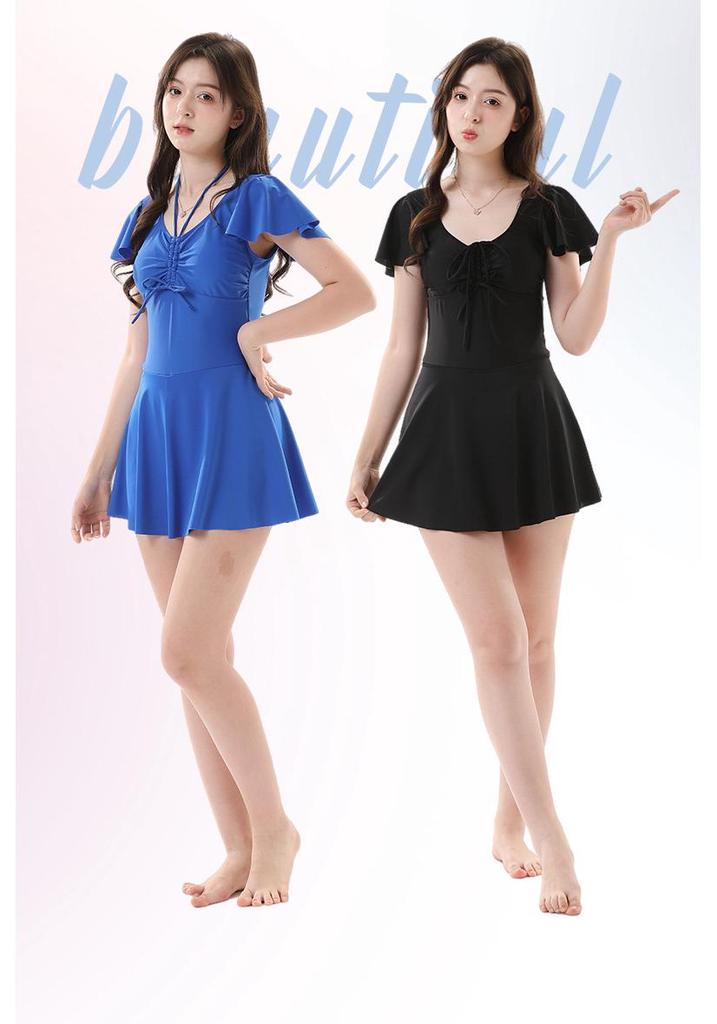 2026 Women's Summer Slimming One-Piece Swimsuit with Skirt - Stylish & Sexy for Vacation & Hot Springs