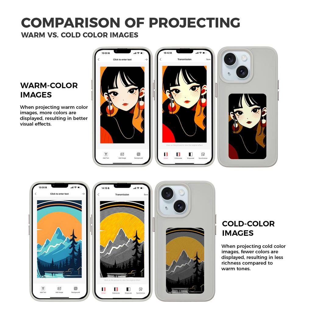 INKZONE For iPhone 13/14 Case PC+TPU 4-Color E Ink Case DIY Smart Display Customized Phone Cover