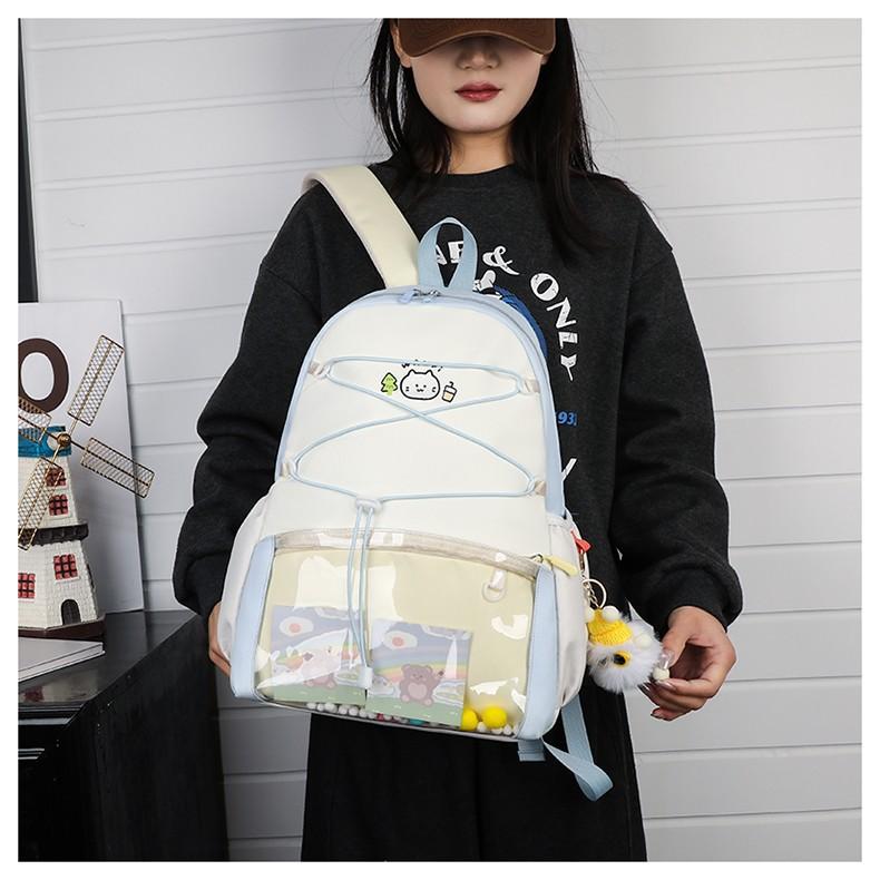 Schoolbag Korean Version Ins Cartoon Backpack for Women, Large Capacity, Small Fresh Student Schoolbag, Two-dimensional Girl, Bar Pain Bag for Women