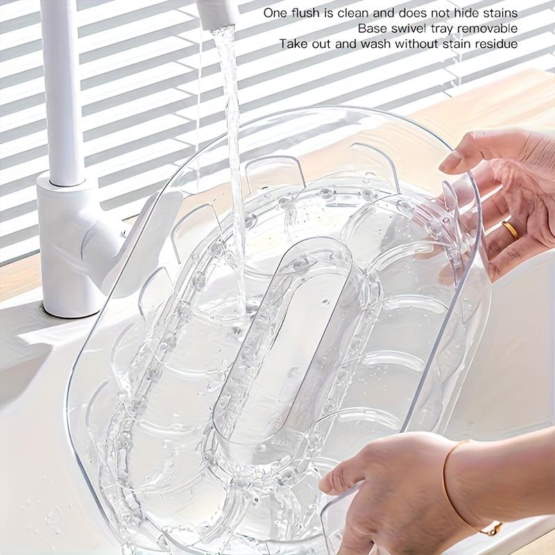 360° Rotating Fridge Organizer with Removable Trays - Space-Saving Heavy-Duty Clear Plastic Refrigerator Shelf, Multi-Compartment Storage System