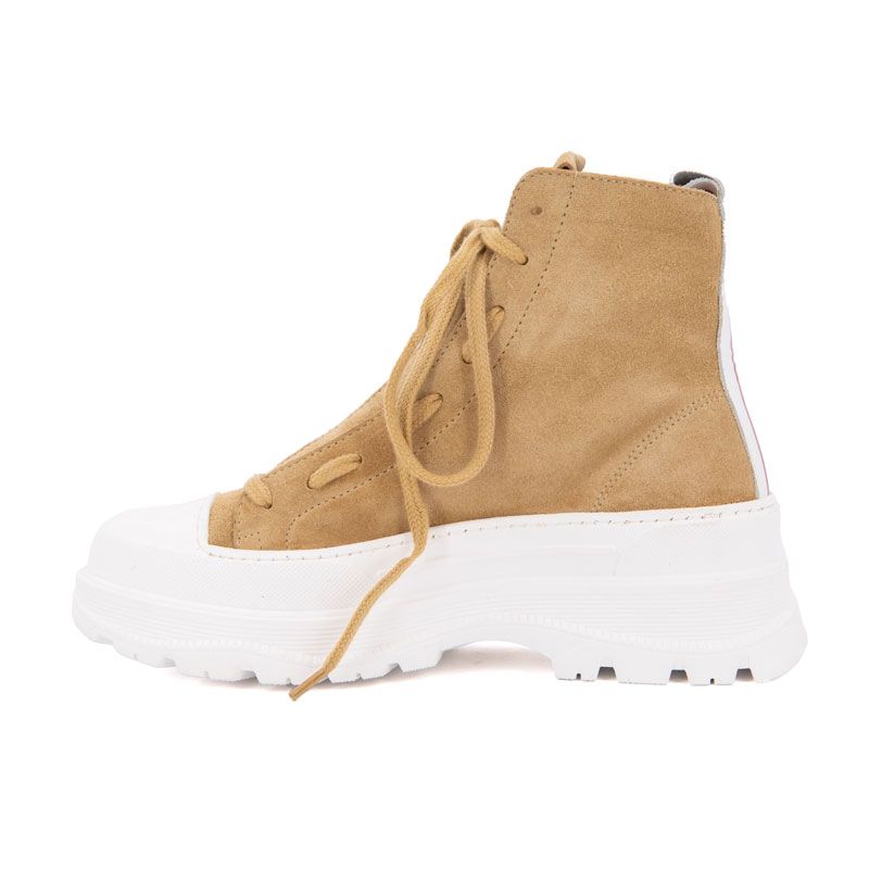 Women's White Leather High-top Sneakers with Thick Sole ICECOOL SAINT TROPEZ