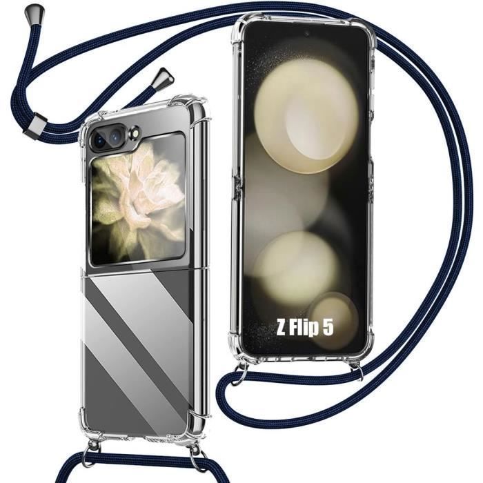 Coque de protection - BOOLING - Samsung Galaxy Z Flip 5 - Souple - Transparent/Bleu Marine - AntiChoc