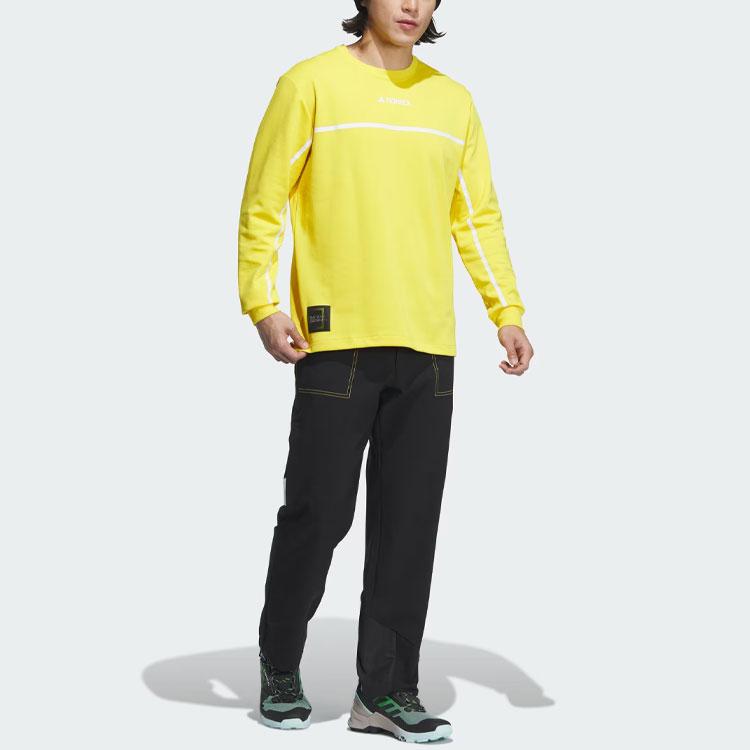 Adidas National Geographic Co Branded Section T Shirts Men's Yellow Crew Neck Thickened Straight Fit IL8977