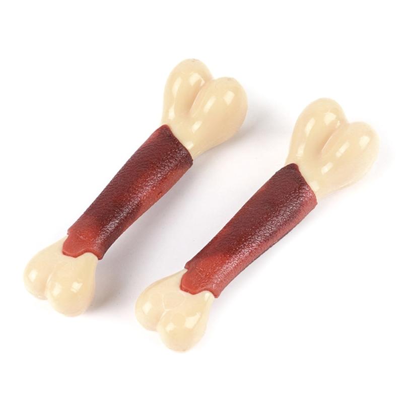 Dog Chew Toy for Aggressive Chewers for Tough Nylon and Rubber Bone Toy Beef Flavor Toothbrush for Small Dogs Teething