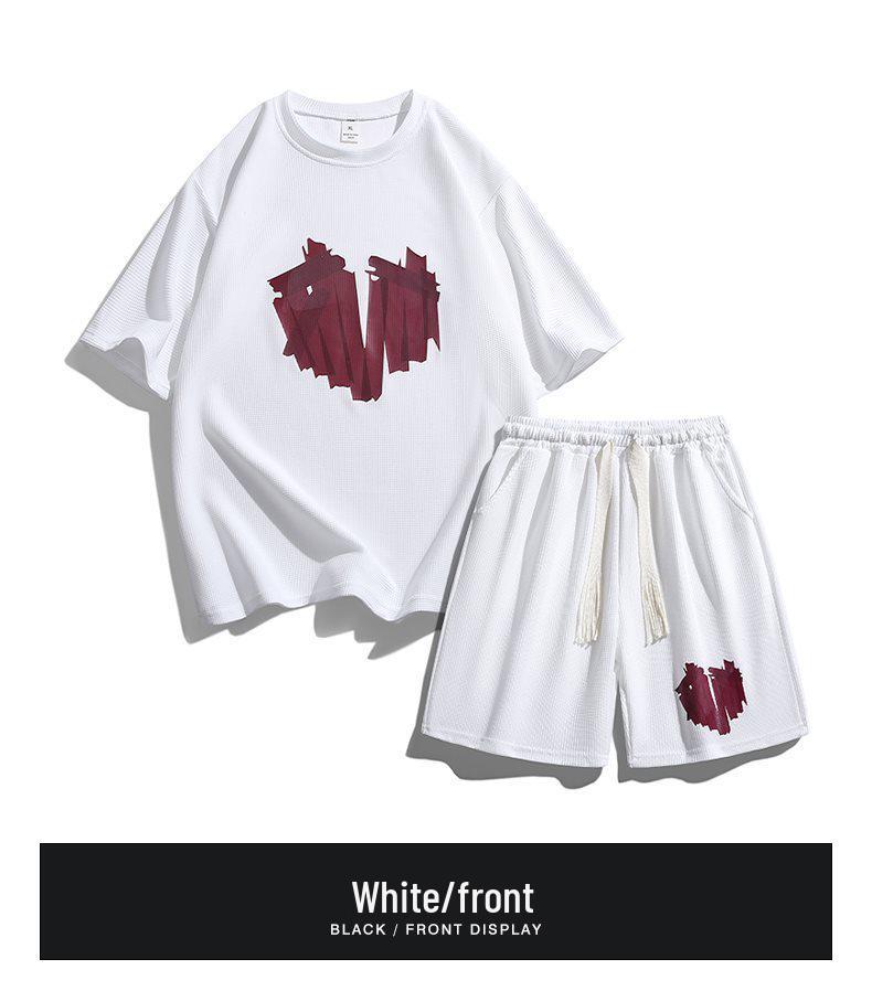 2026 Summer Printed Loose Two-Piece Short Sleeve and Shorts Set