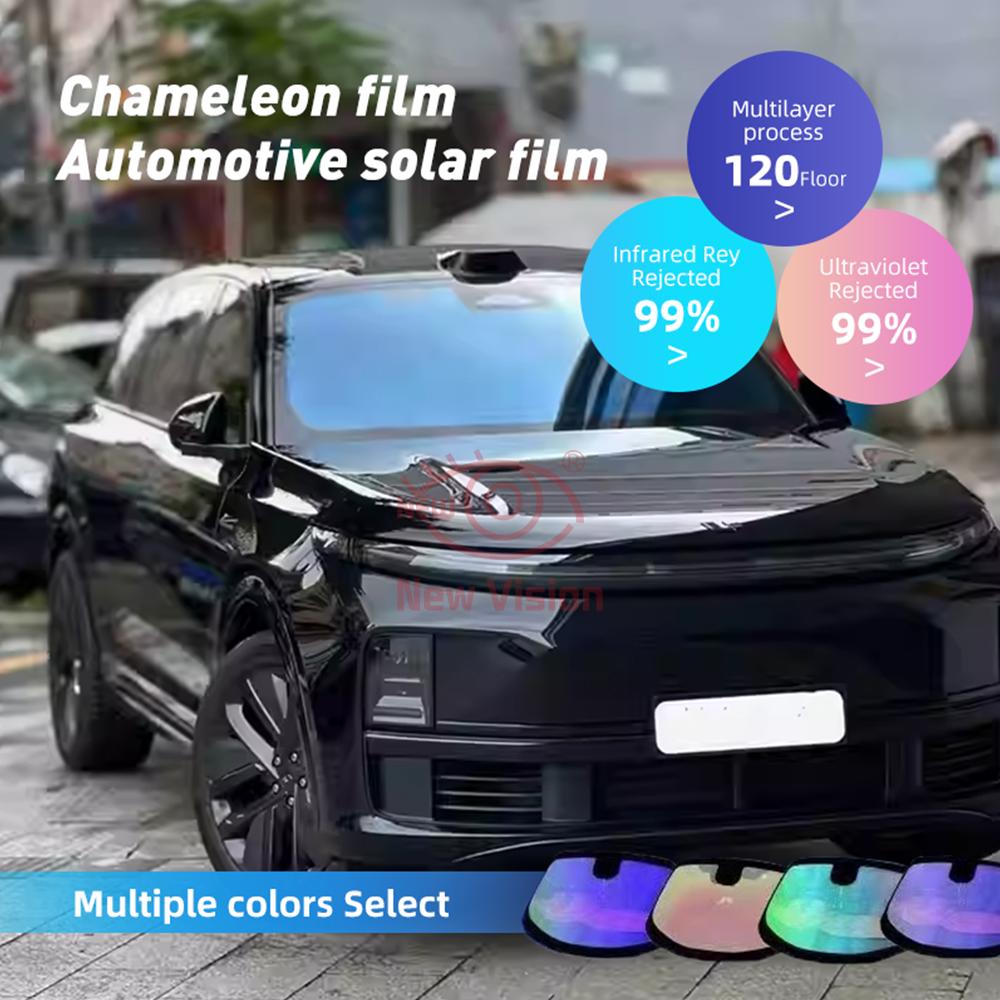 1mX3m VLT89% Sunset Red Chameleon Window Tint Film Car Front Windshield Window Film Auto Glass Sticker UV Proof Solar Protection