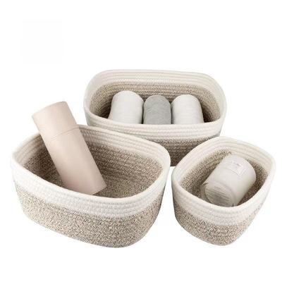 Modern Cotton Rope Desktop Storage Basket - Woven Hemp for Sundries & Cosmetics