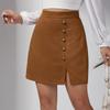 Women's Solid Color Suede Skirt High Waisted Metal Buckle Wrapped Hip Short Skirt Mini Skirt