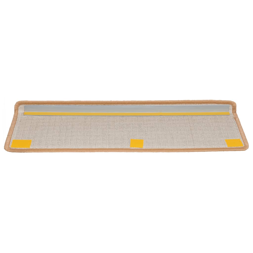 Vidaxl Maty Na Schody 15 Szt. 65X21X4 Cm Beżowe, Prostokątne Krawędzie