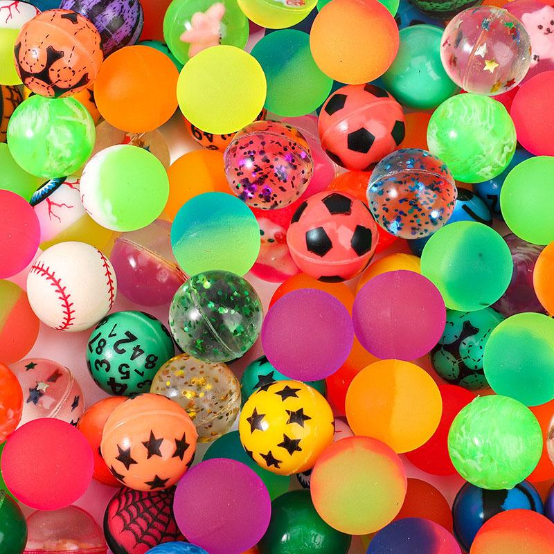 Elastic ball rubber jump ball rainbow two-color matte solid elastic ball colored float ball fun ball egg twisting machine toy