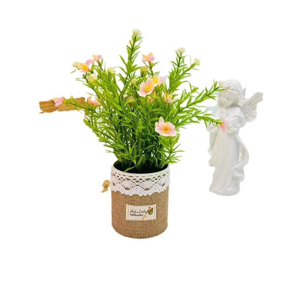 Perennis Bellis Potted Plant Linen Flower Pot For Hotel Dining Room Decoration