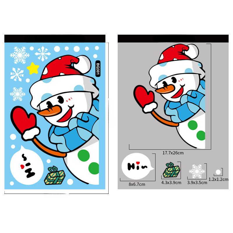 Vánoční dekorace Samolepky na okno Cartoon Elk Santa Claus Sněhulák Vánoční zrcadlové samolepky Veselé Vánoce Samolepka Nový rok