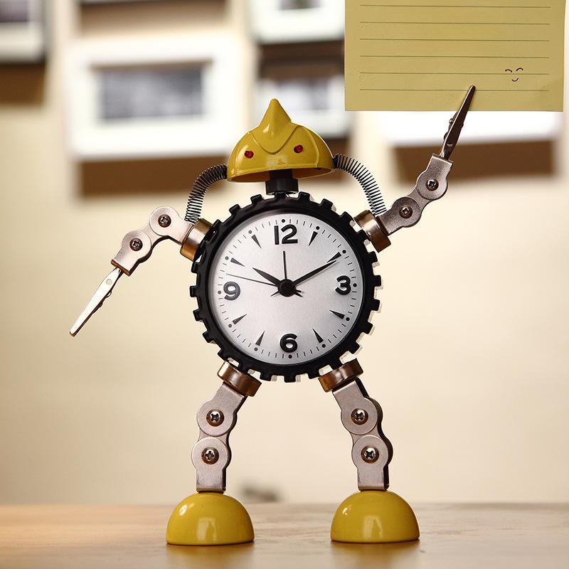 

Metal Robot Student with Cartoon Children s Mute Alarm Clock Creative Cute Alarm Clock Bedside Clock