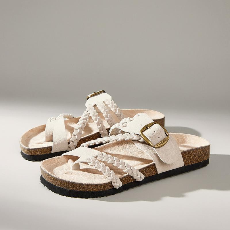 Fashion Women Sandals Beach Flip Flops Soft Suede Insole Adjustable Strap Slip On Comfortable Casual Fashionable Summer Shoes