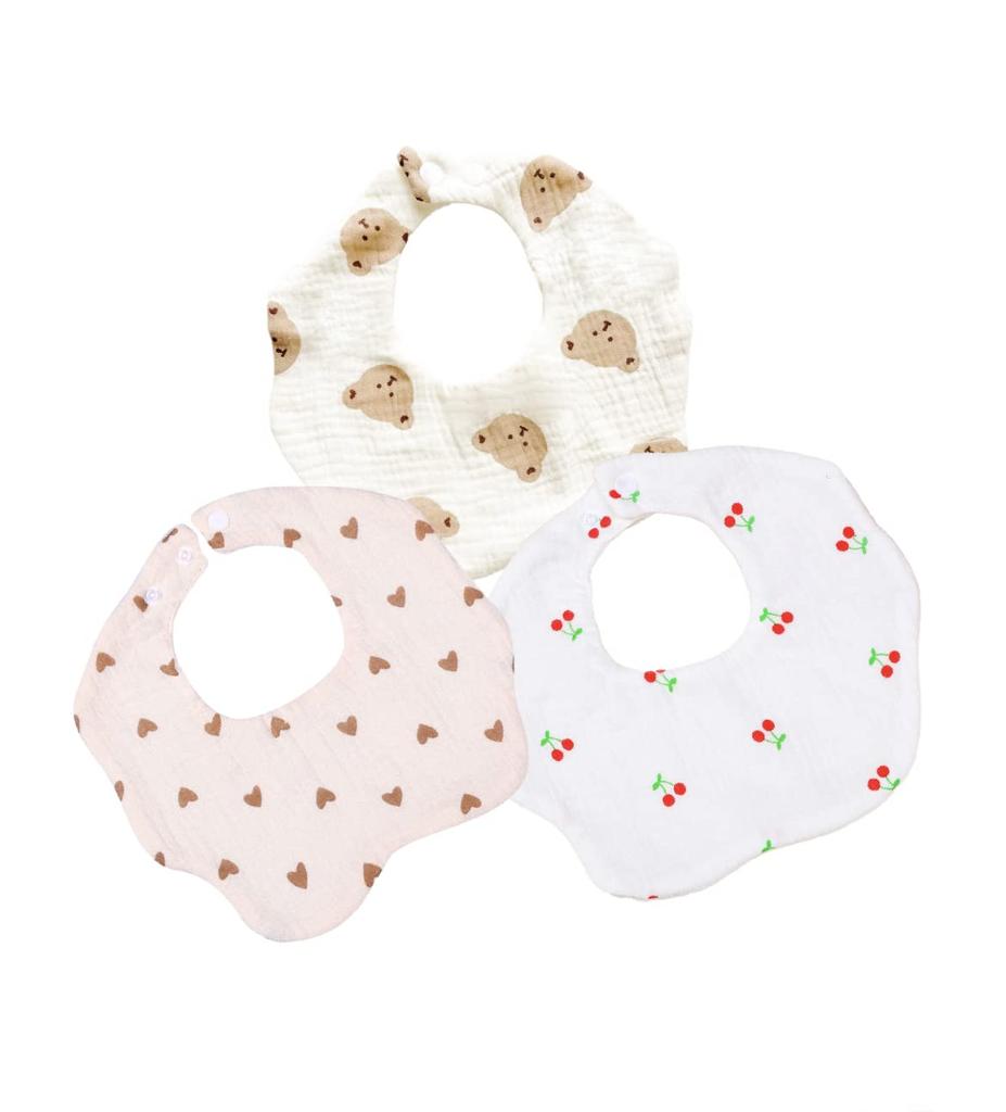 Recommended by Childcare Baby for Boys and Large Baby Aprons for Daycare of 3 [C_himawari] Workers Bibs, Bibs, Girls, 6-Layer Gauze, Soft, 100%