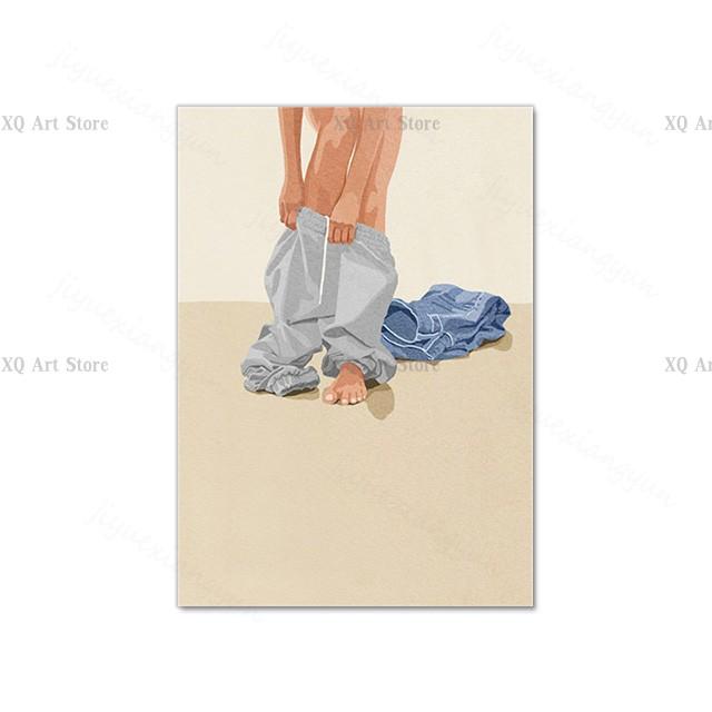 Nordic Poster Pool Party Swim Diving Bathtub Coffee Girl Abstract Wall Art Print Canvas Painting Decor Pictures Living Room Home