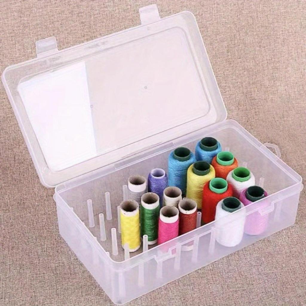 Sewing Thread Box 42 Pieces Spools Bobbin Carrying Case Container Holder Craft Spool Organizing Case Sewing Storage