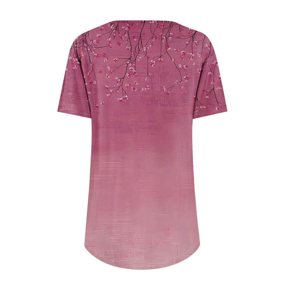 Damenmode Lässig Plissee V-Ausschnitt Kurzarm T-Shirt Tops