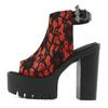 Gdgydh Eleganti Décolleté Retrò a Rete per Donna Pizzo Peep Toe Scarpe con Plateau Cinturino alla Caviglia Sandali con Plateau Rossi Slingback