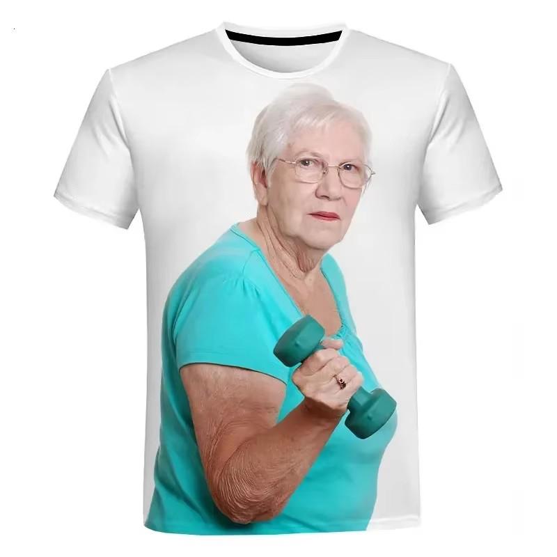 

Summer creative funny lady licking red Popsicle 3D printed Tshirt Cute grandma S