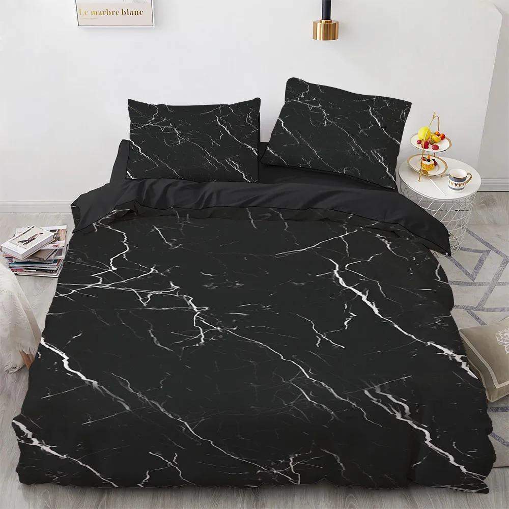 

Marble Duvet Cover Cool Black And White Texture Pattern Bedding Set For Teens Adults 2-3Pcs Polyester King Queen Quilt Cover 70x133cm 2pcs