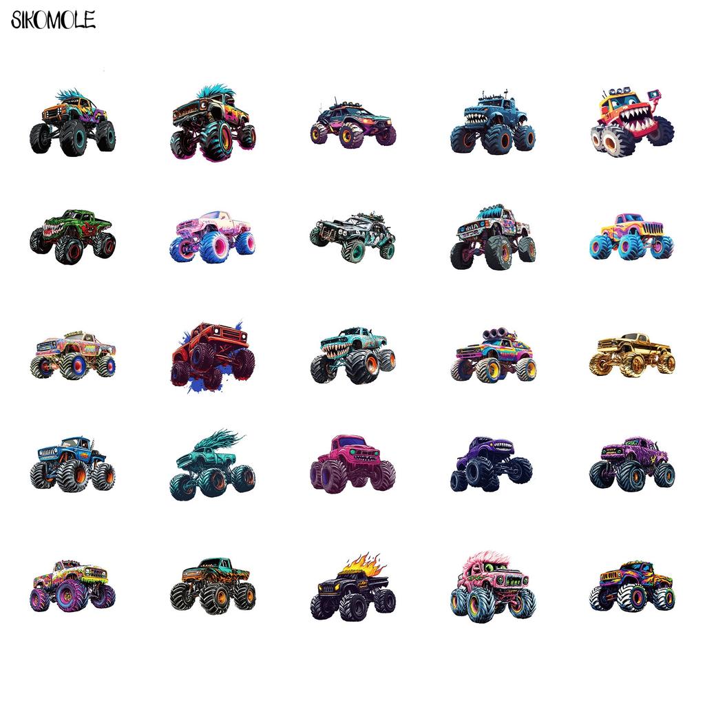 10 30 50pcs Cartoon Monster Truck Stickers Handsome Car DIY Phone Laptop Guitar Travel Luggage Skateboard Toy Graffiti Sticker