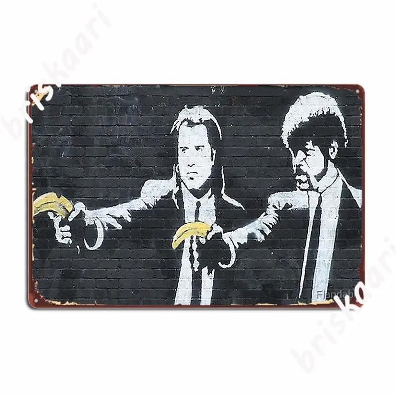 

Banksy Pulp Fiction Poster Metal Plaque Party Wall Decor Wall Pub Custom Tin Sign Poster 20x30cm