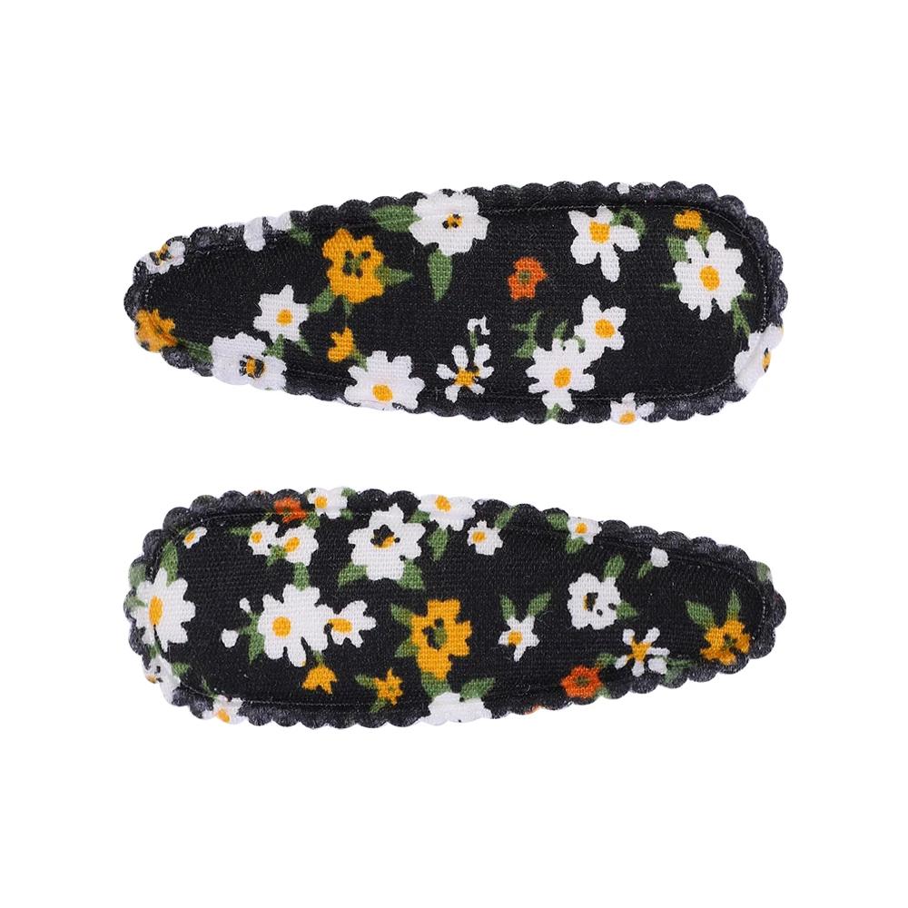 2 Stück/Set Bedruckte BB Haarspange Haaraccessoires Handgefertigt Leinwand Blume Haarspange Mädchen Süße Haarspangen Kopfschmuck Geschenk