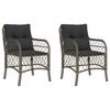 Garden Chairs with Cushions 2 Pcs Grey Poly Rattan