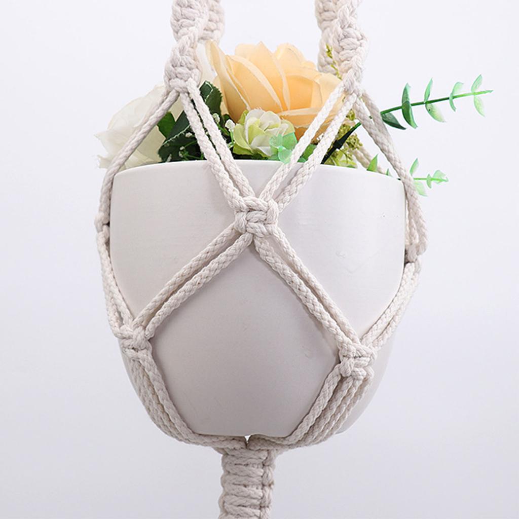 Handcraft Nordic Styles Cotton Rope Hanging Plant Holder Flower Pot Hanger Net Bag for Indoor Decors and Planter Display