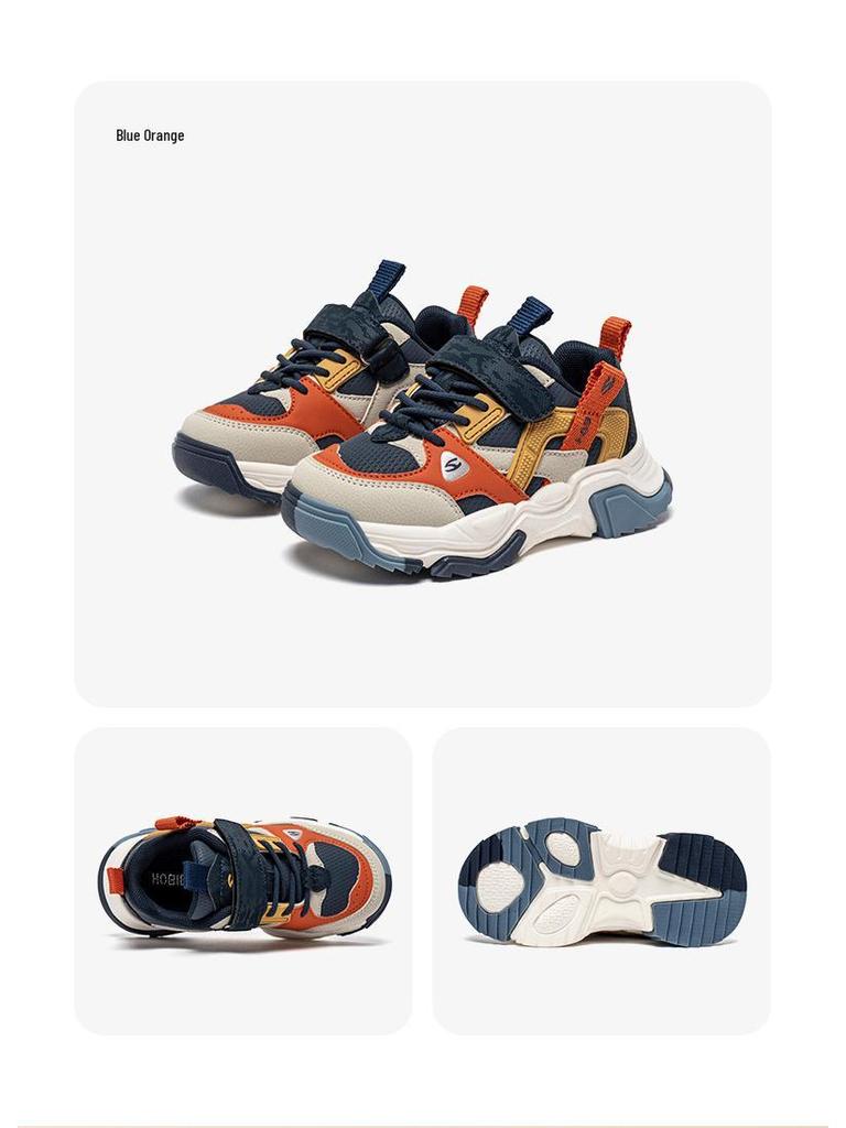 Hapi Bear Pojkars Låga Lädersneakers med Kardborre för Vår- och Höstsäsongen