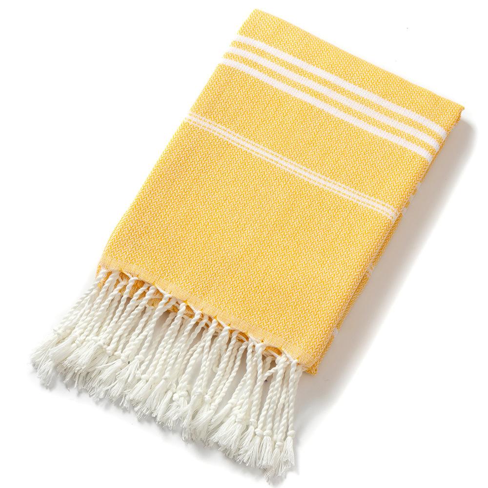 Oversized 90x180cm Turkish Beach Towel - Highly Absorbent Yarn-Dyed Striped Peshtemal with Tassels for Adults