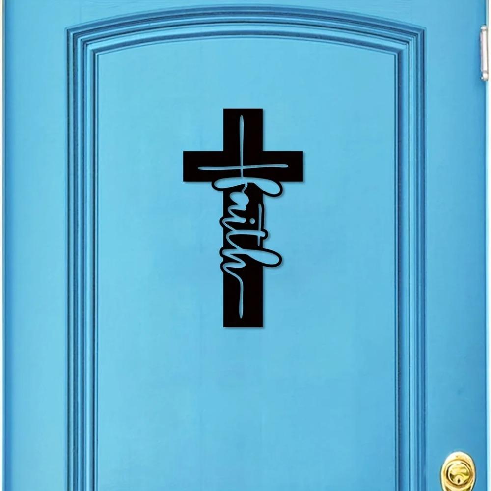 1pc Exquisite Faith Cross Metal Wall Art - Ideal Religious Gift for Christian Home Decor